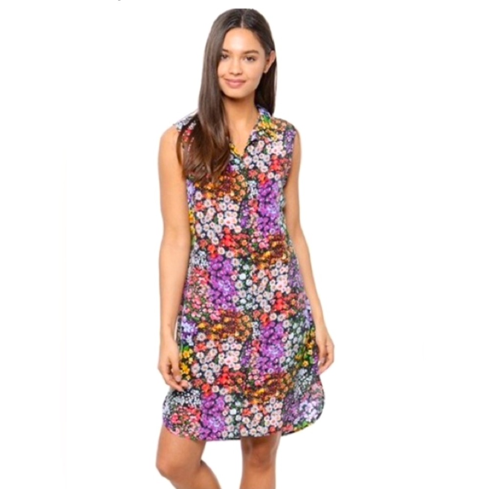 Equipment Michaela lively print floral SILK dress